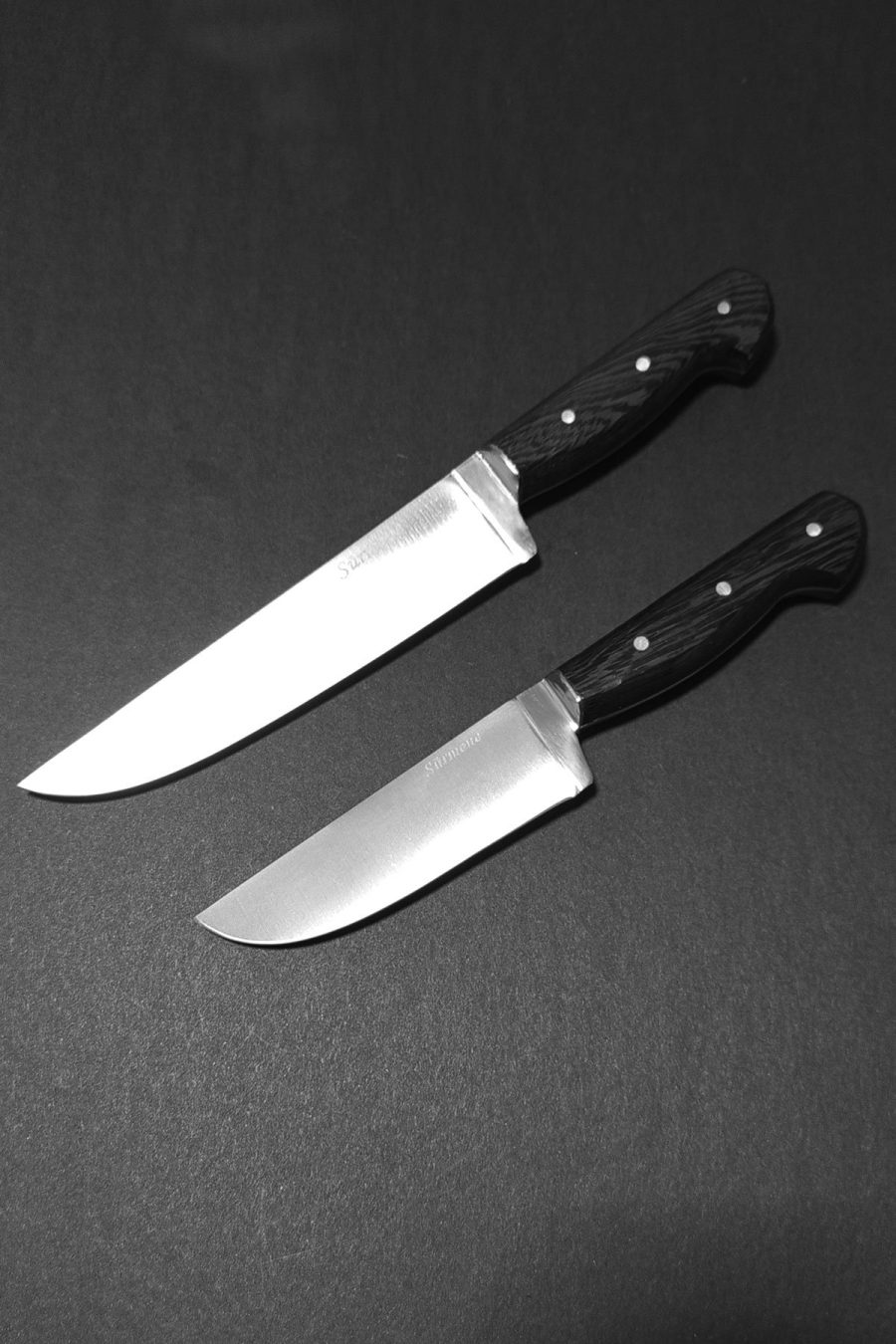 Sürmene Premium 2'li Kasap ve Doğrama Bıçak Seti (Özel Hareli Ahşap Kabze)