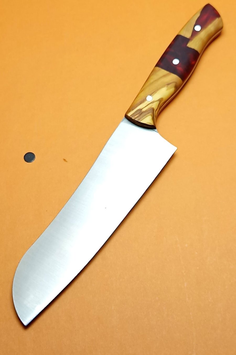 HOŞCANLAR Japon Santoku Şef Bıçağı 4116 Çelik Hibrit Zeytin Epoksi Gövde
